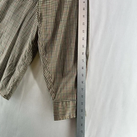Lands End Shirt Mens Sz 16 1/2 Regular Fit Button Down Long Sleeve Gingham Beige - Picture 9 of 11